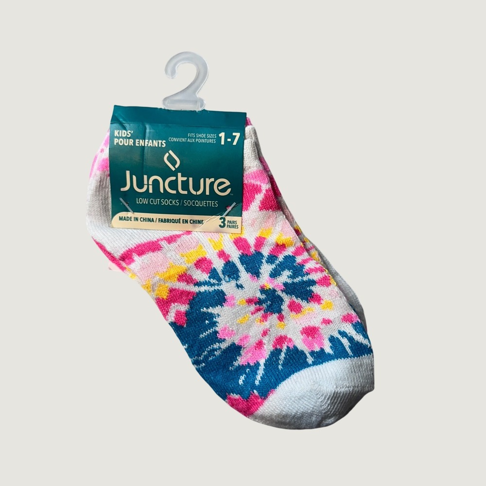 Juncture Socks Kids 1-7 Multicolor Low Cut 3-Pack Tie Dye Stripes 38757